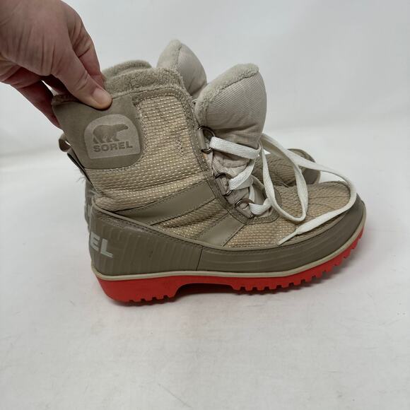 Sorel Tan Tivoli II Winter Snow Boots Pink Bottoms Size US Womens 6.5 - Picture 6 of 15